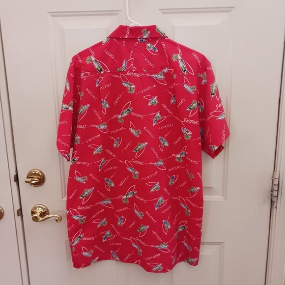 Vintage The Islander Bahamas Red Front Down Short Sleeve Shirt M - Picture 6 of 6